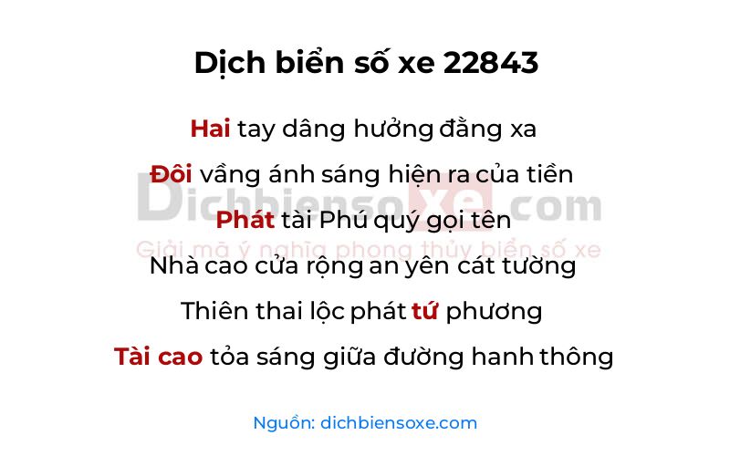 Dịch thơ biển số 22843