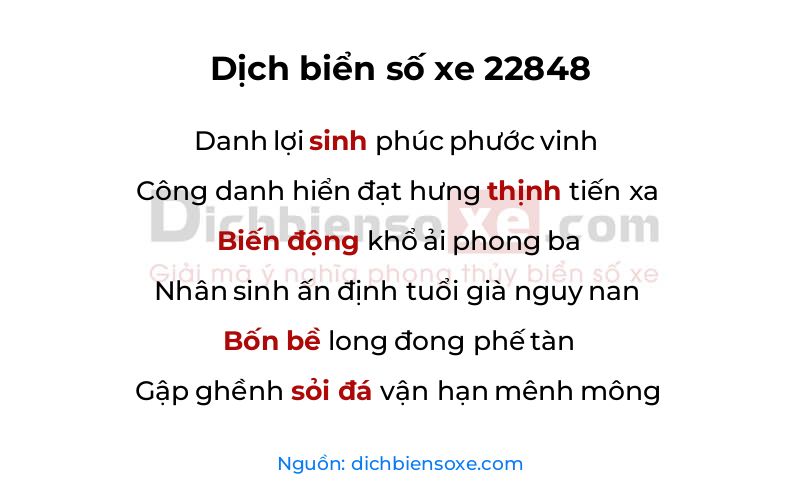 Dịch thơ biển số 22848