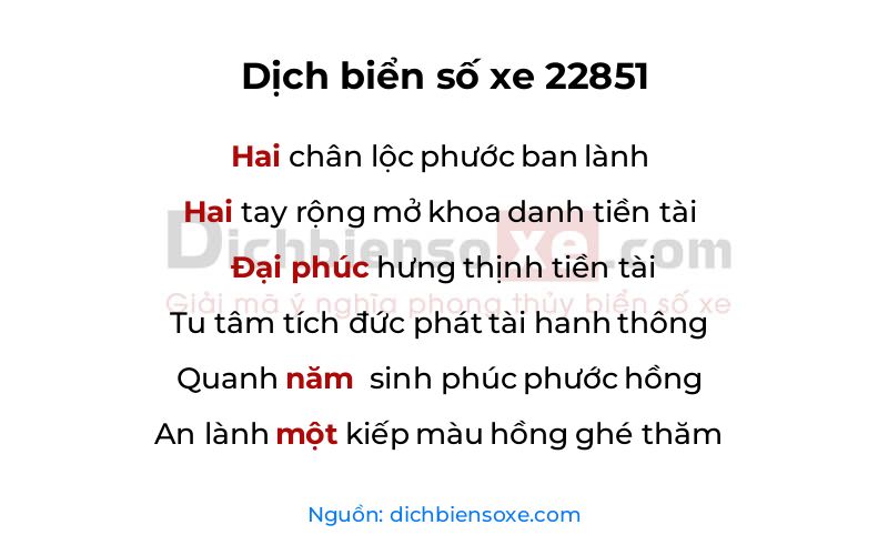 Dịch thơ biển số 22851