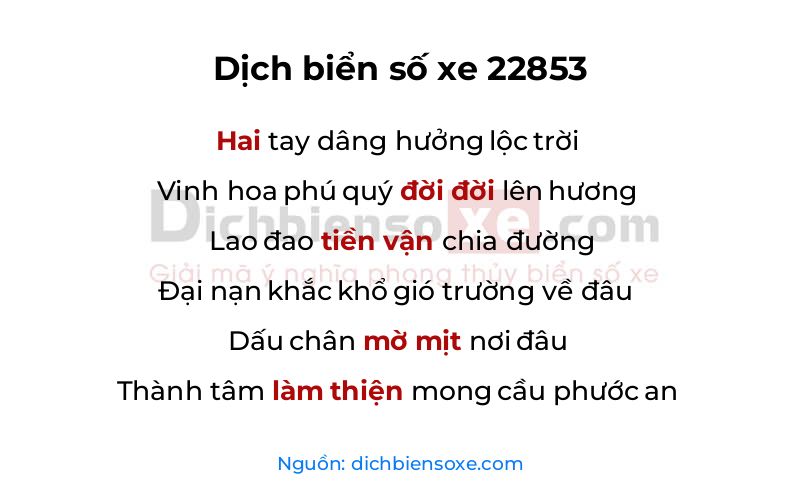 Dịch thơ biển số 22853