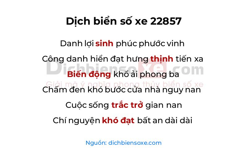 Dịch thơ biển số 22857