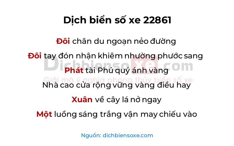 Dịch thơ biển số 22861