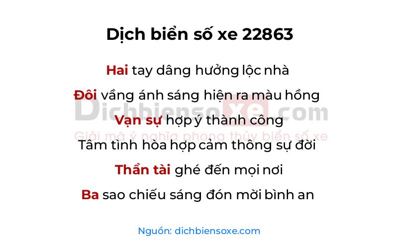 Dịch thơ biển số 22863