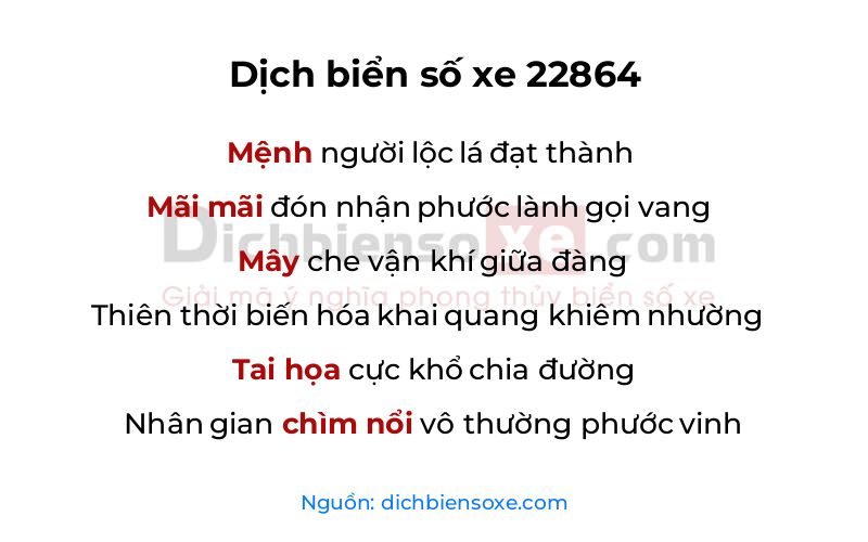 Dịch thơ biển số 22864