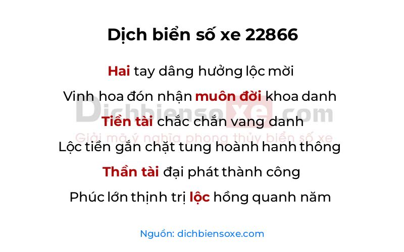 Dịch thơ biển số 22866