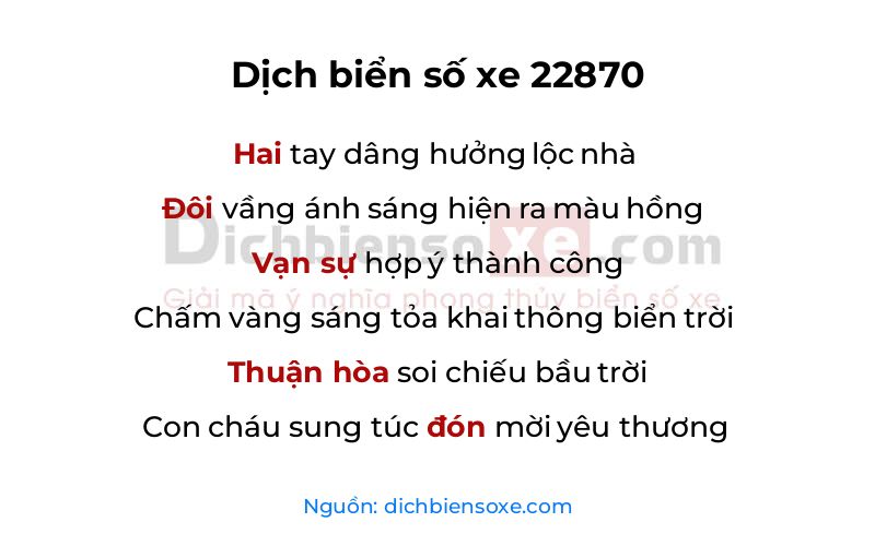 Dịch thơ biển số 22870