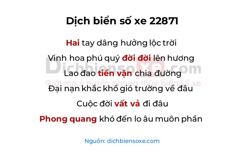 Dịch thơ biển số 22871