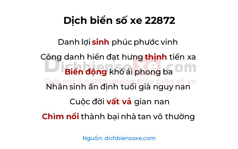 Dịch thơ biển số 22872