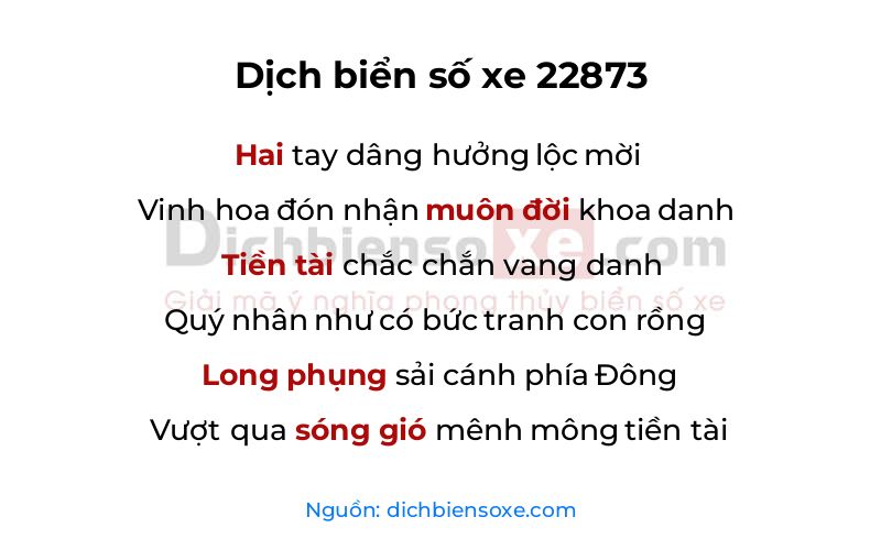 Dịch thơ biển số 22873