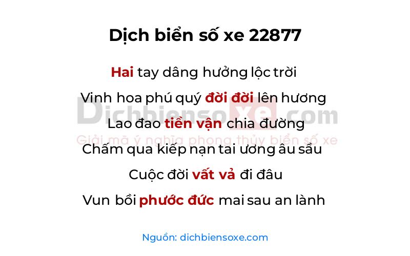 Dịch thơ biển số 22877