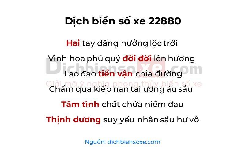 Dịch thơ biển số 22880
