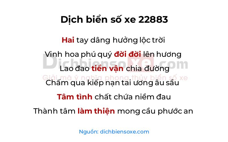 Dịch thơ biển số 22883