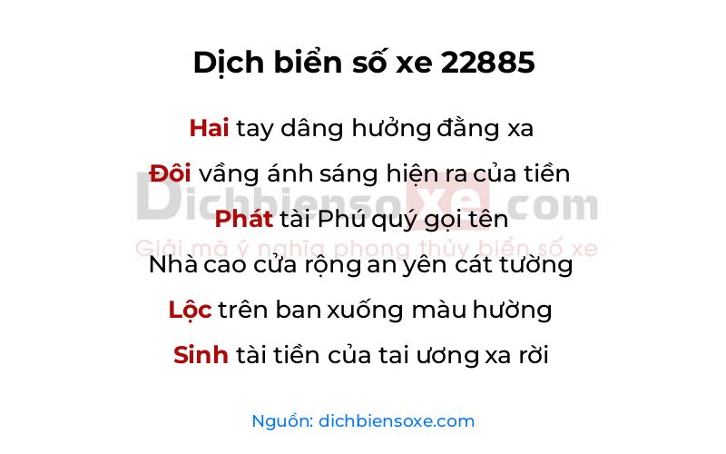 Dịch thơ biển số 22885