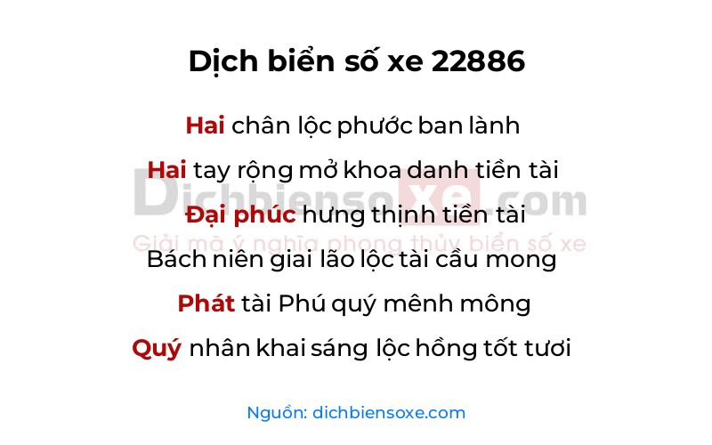 Dịch thơ biển số 22886