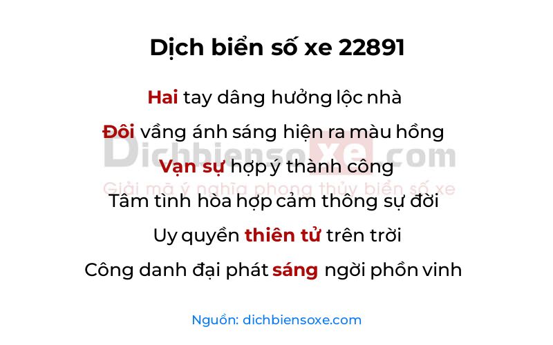 Dịch thơ biển số 22891