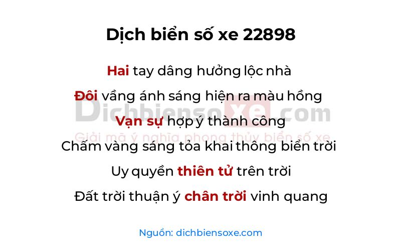 Dịch thơ biển số 22898
