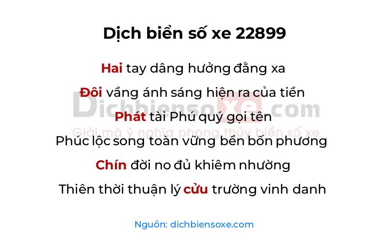 Dịch thơ biển số 22899