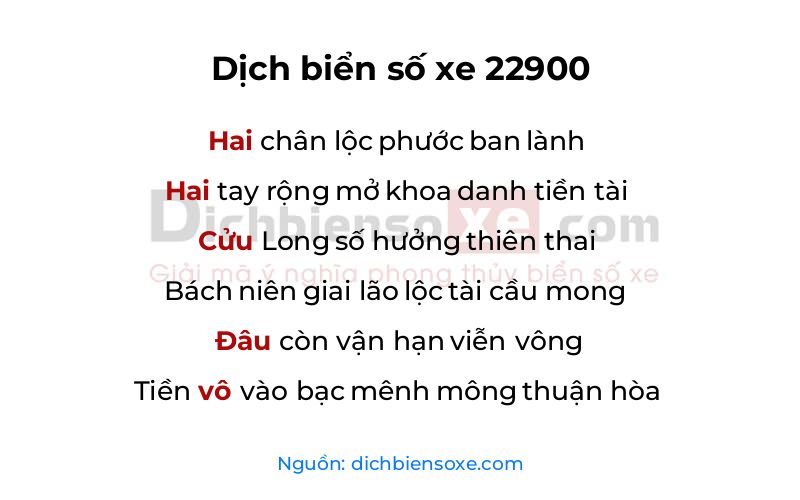 Dịch thơ biển số 22900