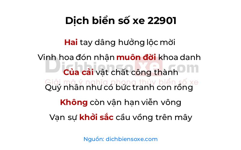 Dịch thơ biển số 22901