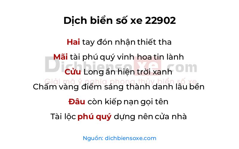 Dịch thơ biển số 22902