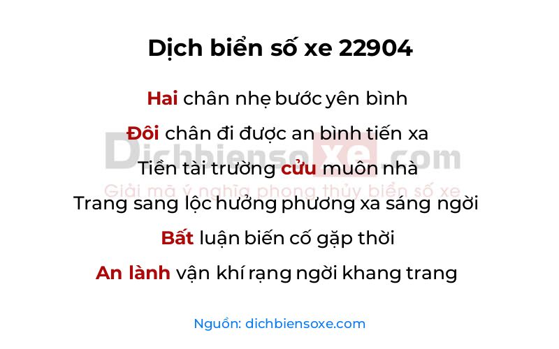 Dịch thơ biển số 22904