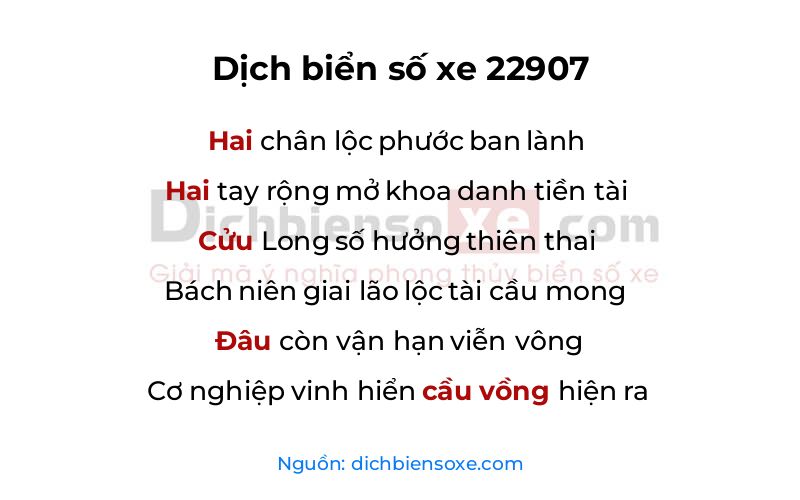 Dịch thơ biển số 22907