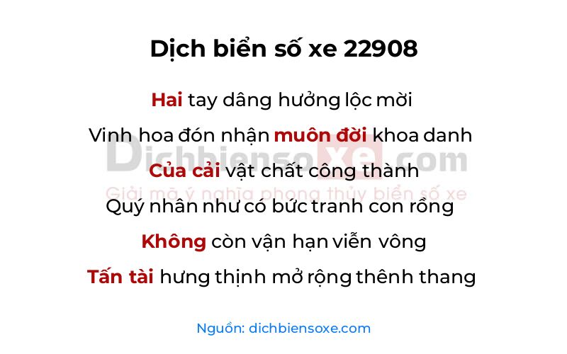 Dịch thơ biển số 22908