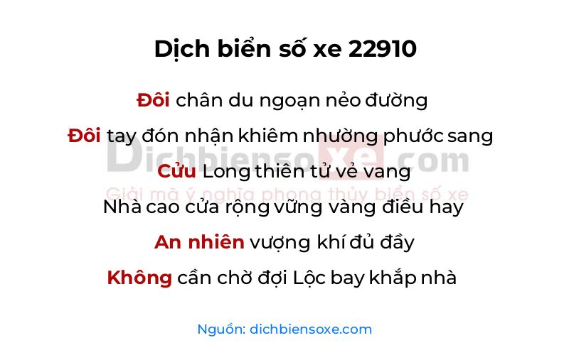 Dịch thơ biển số 22910