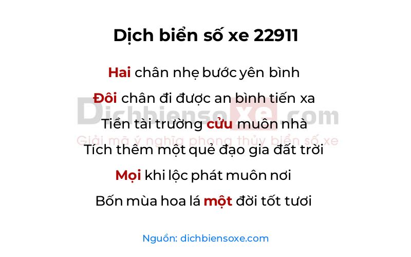 Dịch thơ biển số 22911