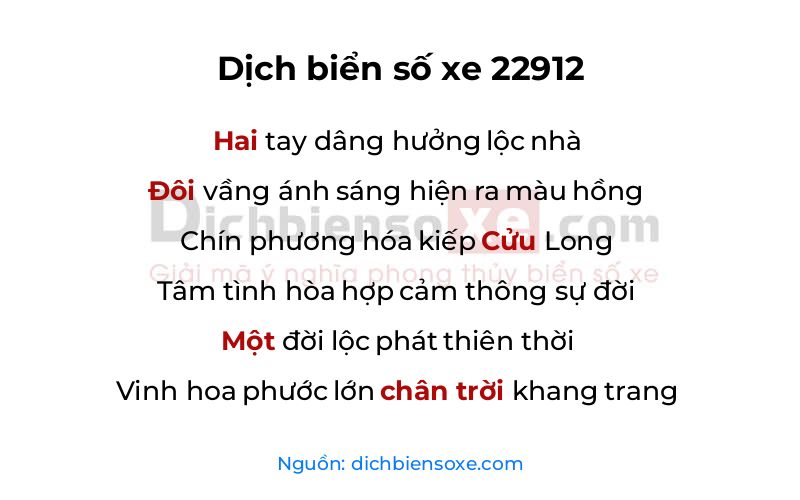 Dịch thơ biển số 22912