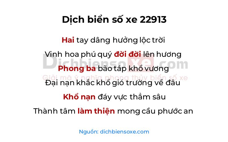 Dịch thơ biển số 22913