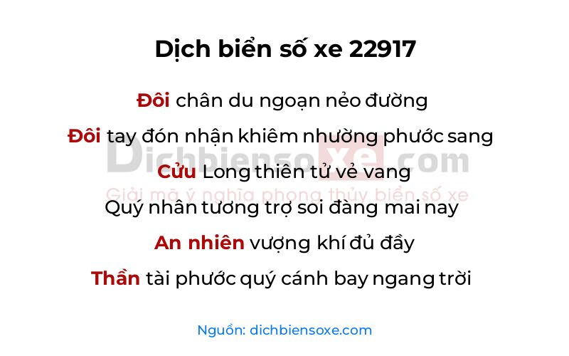Dịch thơ biển số 22917