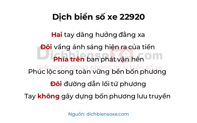 Dịch thơ biển số 22920