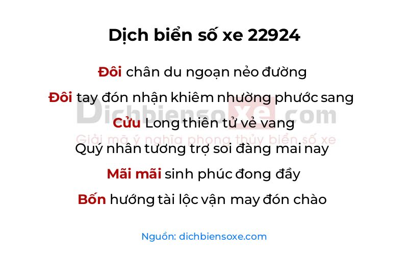 Dịch thơ biển số 22924