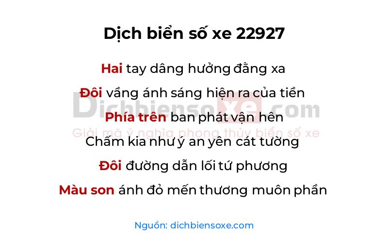 Dịch thơ biển số 22927