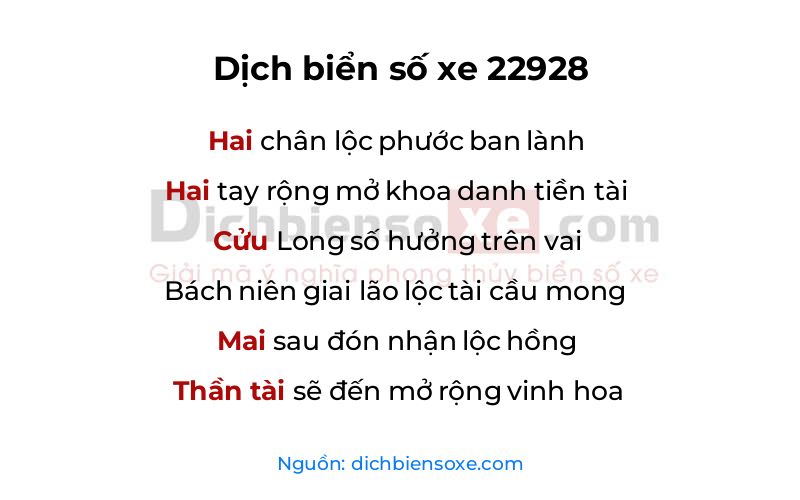 Dịch thơ biển số 22928