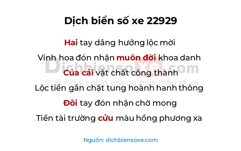 Dịch thơ biển số 22929