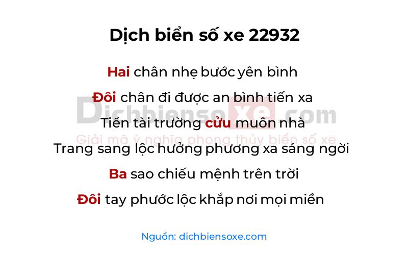 Dịch thơ biển số 22932