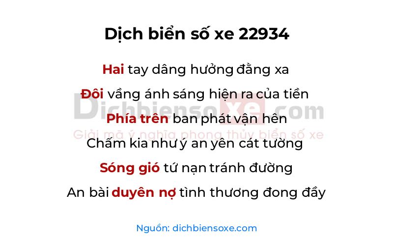 Dịch thơ biển số 22934
