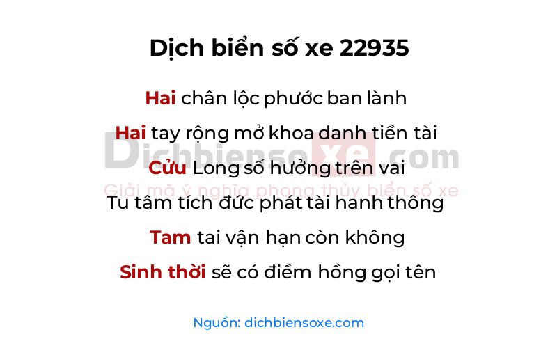 Dịch thơ biển số 22935