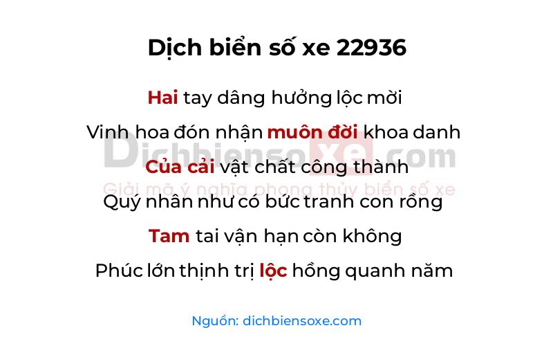 Dịch thơ biển số 22936