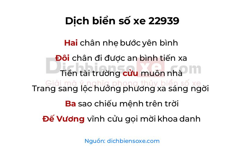 Dịch thơ biển số 22939