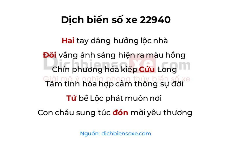 Dịch thơ biển số 22940