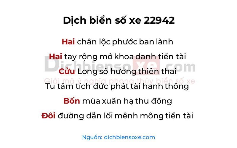 Dịch thơ biển số 22942