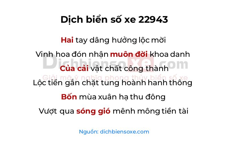 Dịch thơ biển số 22943