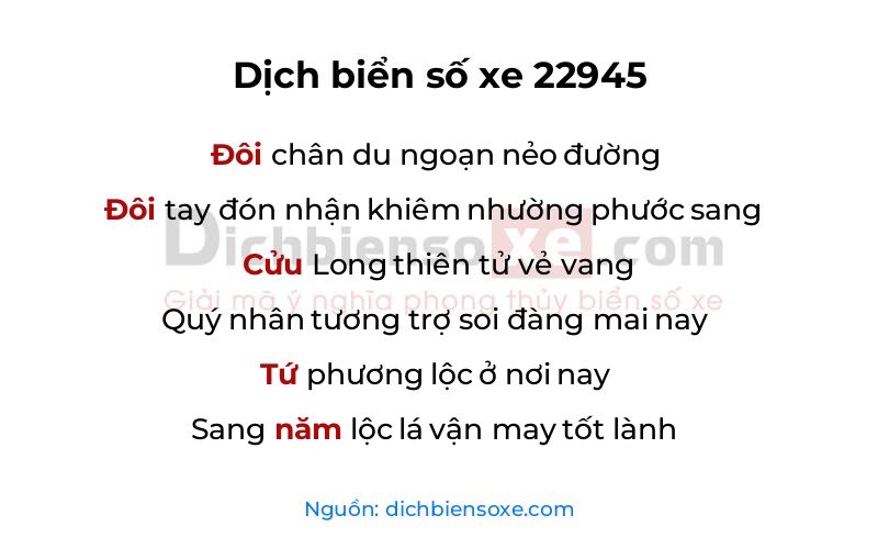 Dịch thơ biển số 22945