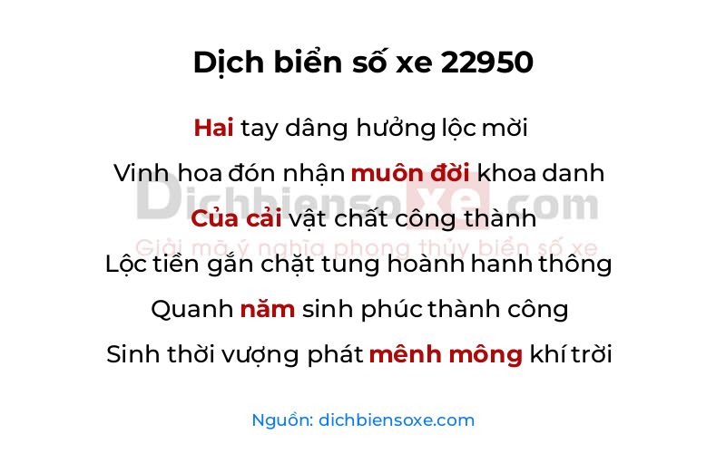 Dịch thơ biển số 22950