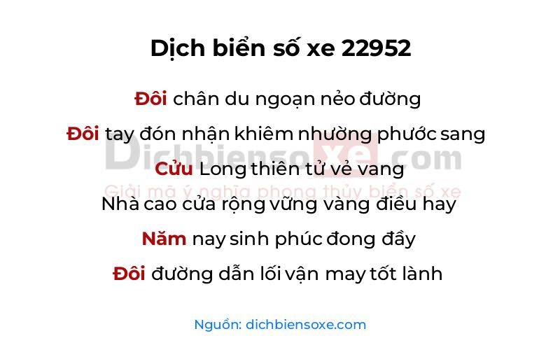 Dịch thơ biển số 22952