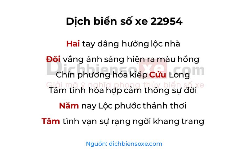Dịch thơ biển số 22954