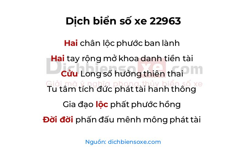 Dịch thơ biển số 22963